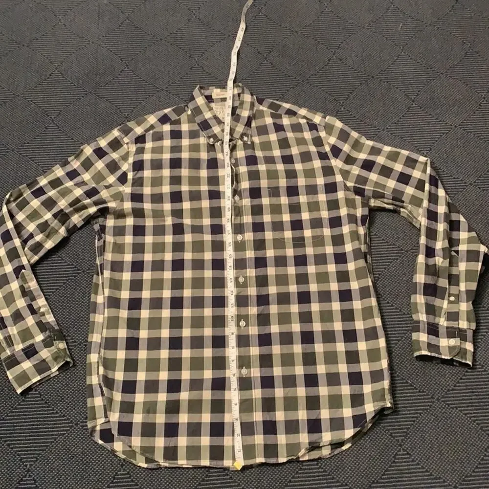 J. Crew Organic Cotton Button Up Shirt M Plaid Black Gray